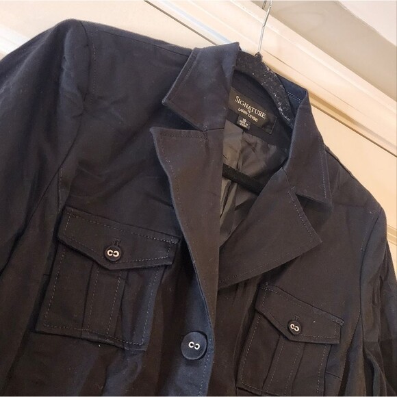Signature by Larry Levine black lightweight lined button front jacket size 10 - Picture 2 of 7